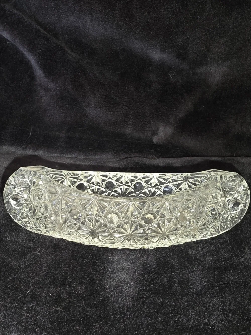 Vintage Fenton Daisy & Button Clear Pressed Glass Canoe Shaped Candle Holder 6